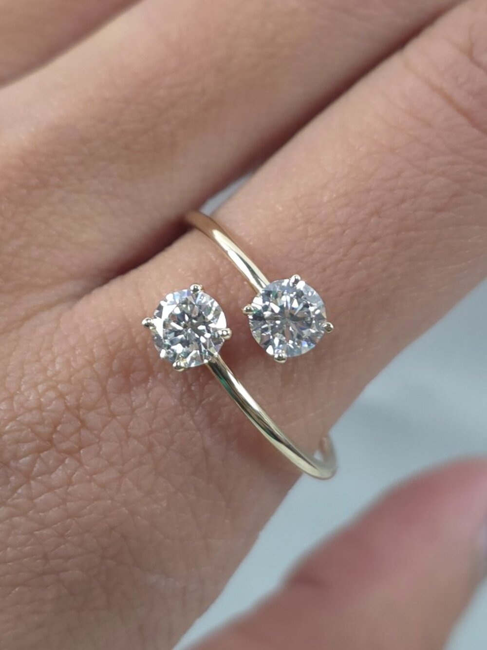 14Kt Gold 1 Ct 2 Stones Lab Grown Diamond Ring